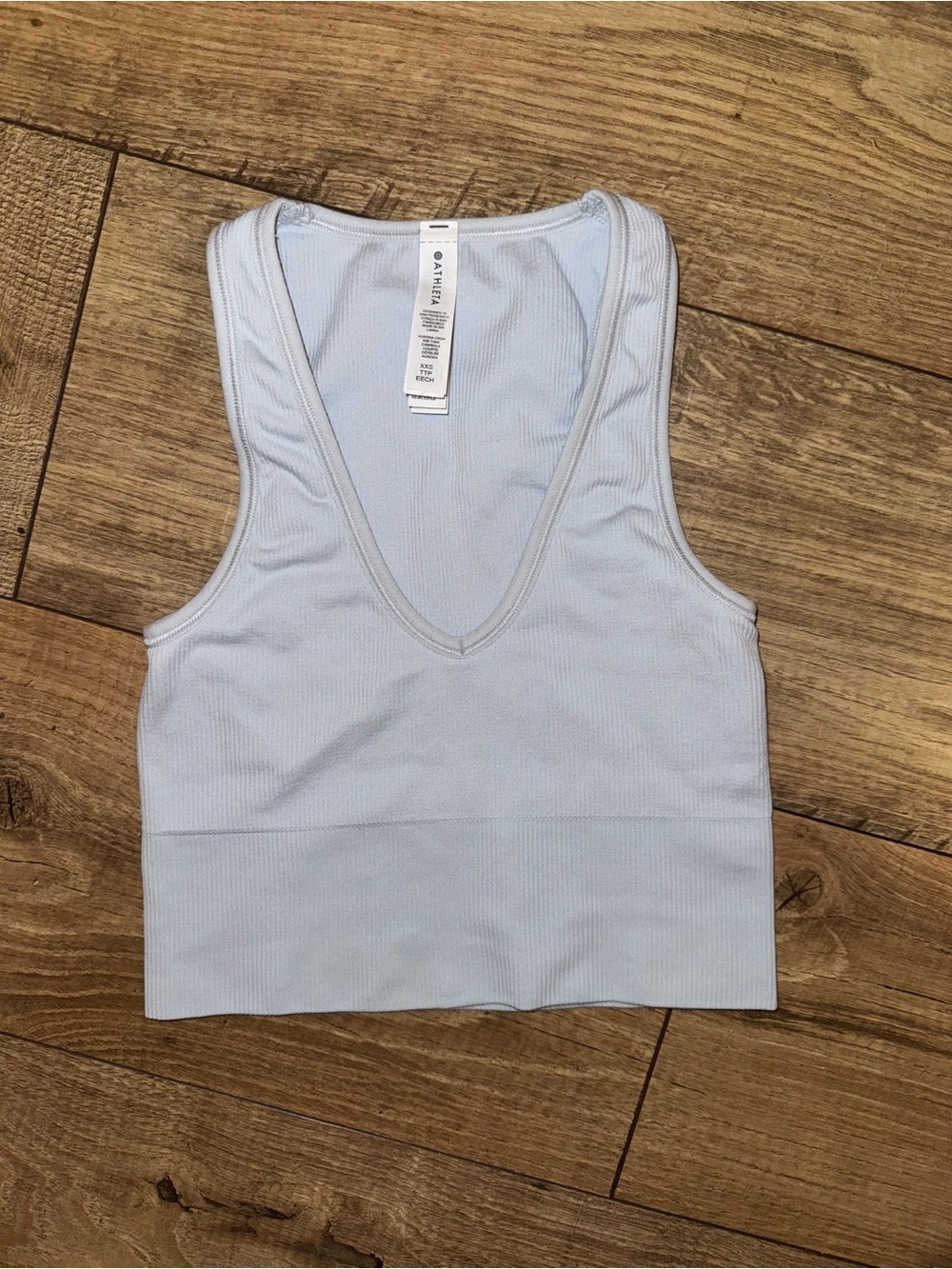 Athleta Light Pastel Blue Ribbed V-Neck Crop Tank